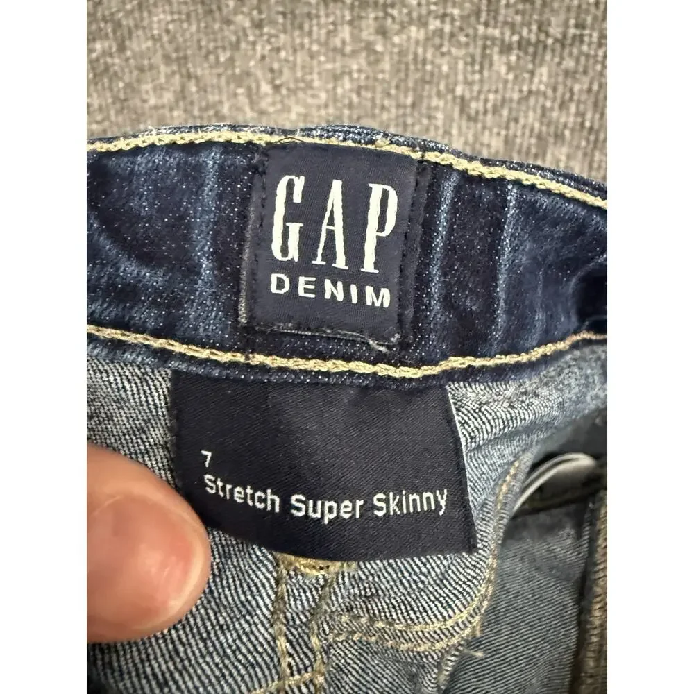 Gap Kids Stretch Super Skinny Jeans Girls Size 7 Dark Wash Adjustable Waist